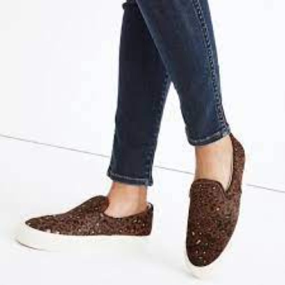 Madewell Sidewalk Black Brown Animal Print Sneakers Women's size 7.5 M NEW